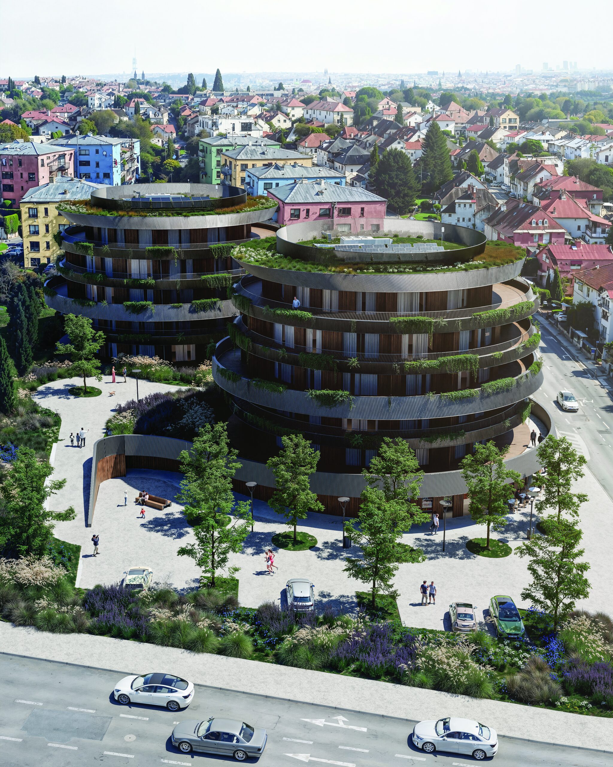 Nové Řepy – the building in its street