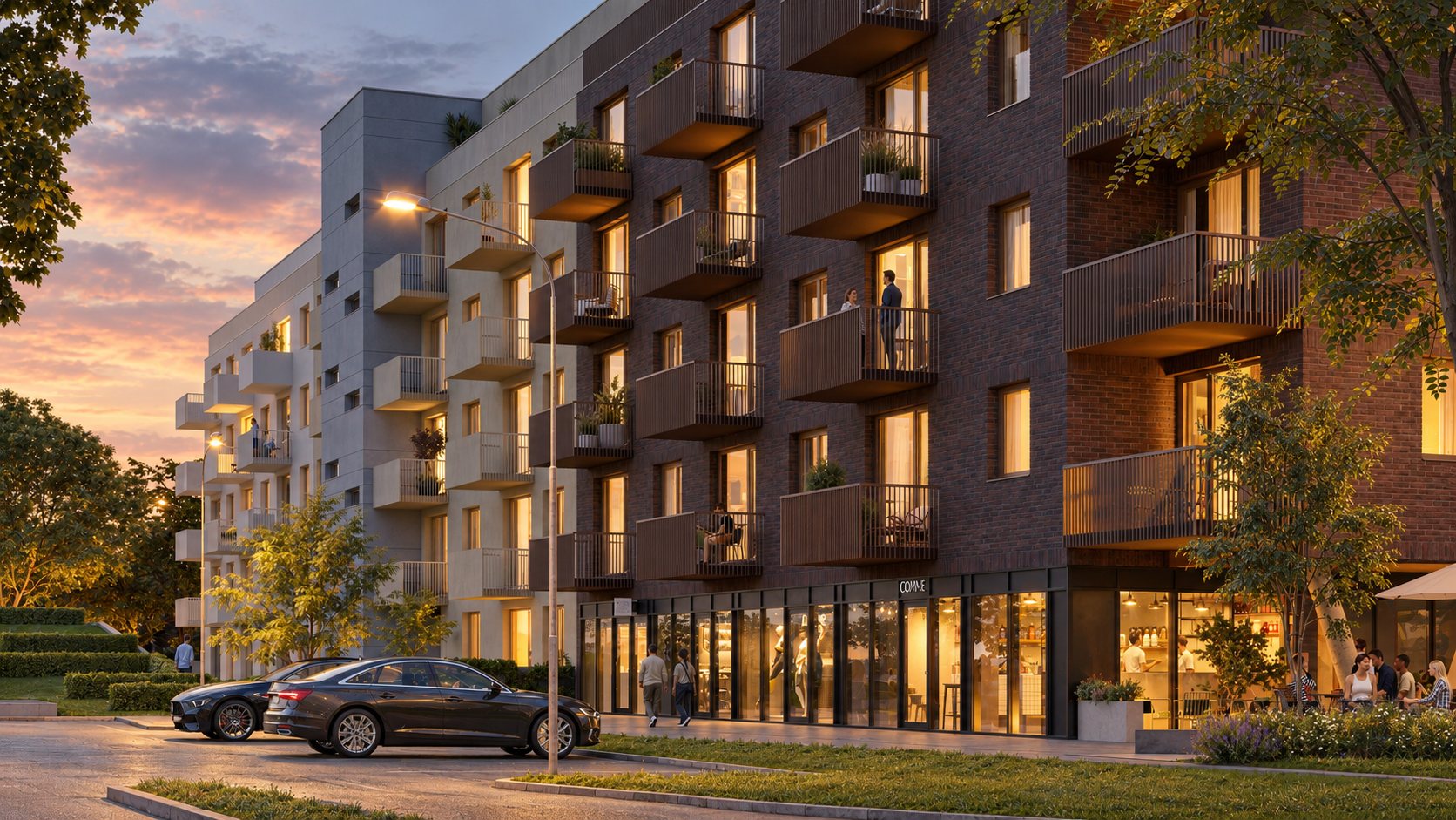 Rental housing Brno – ground floor at dusk