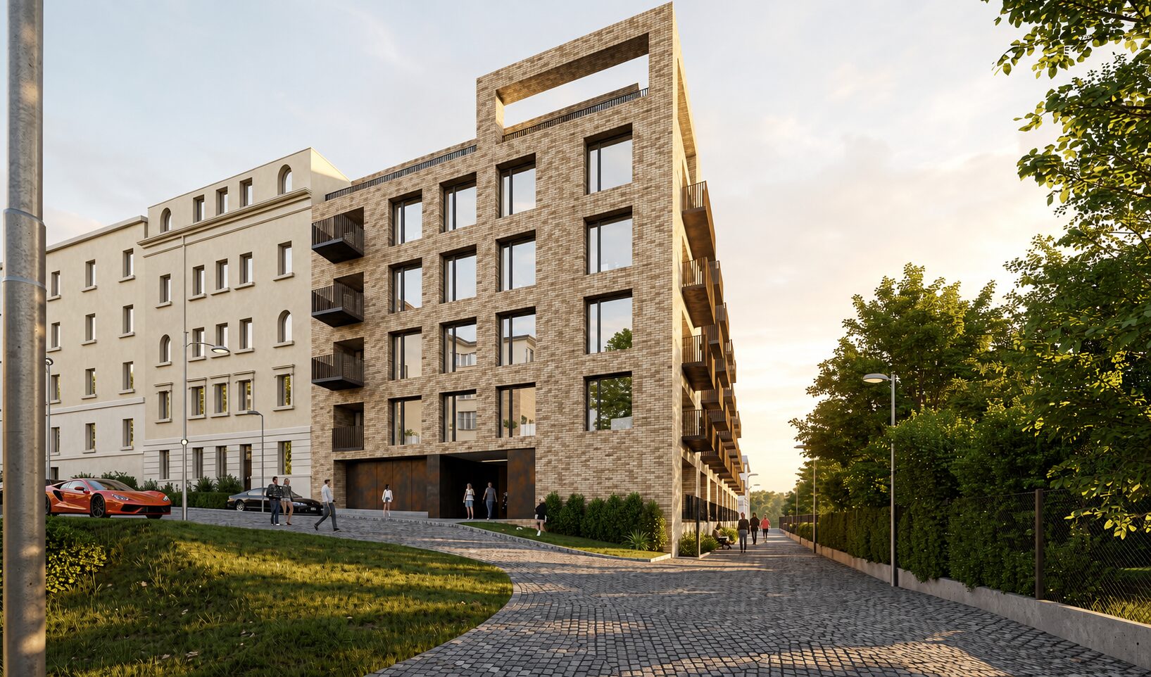 Residential project Prague 3 – apartment building, street view