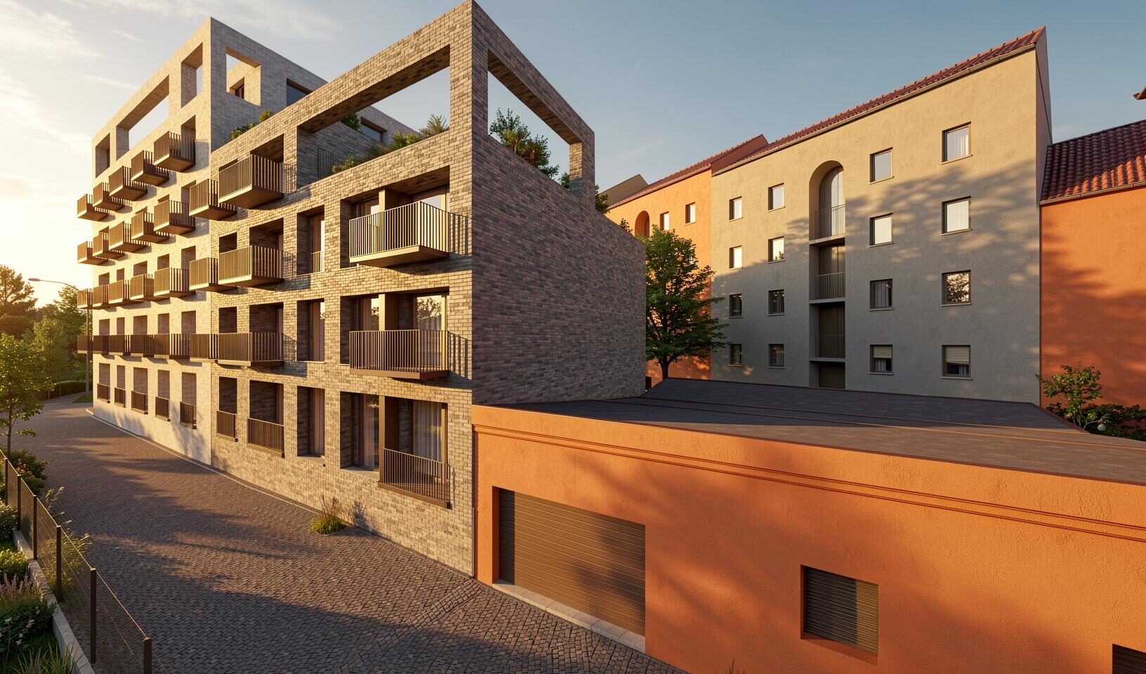 Residential project Prague 3 – courtyard façade with loggias