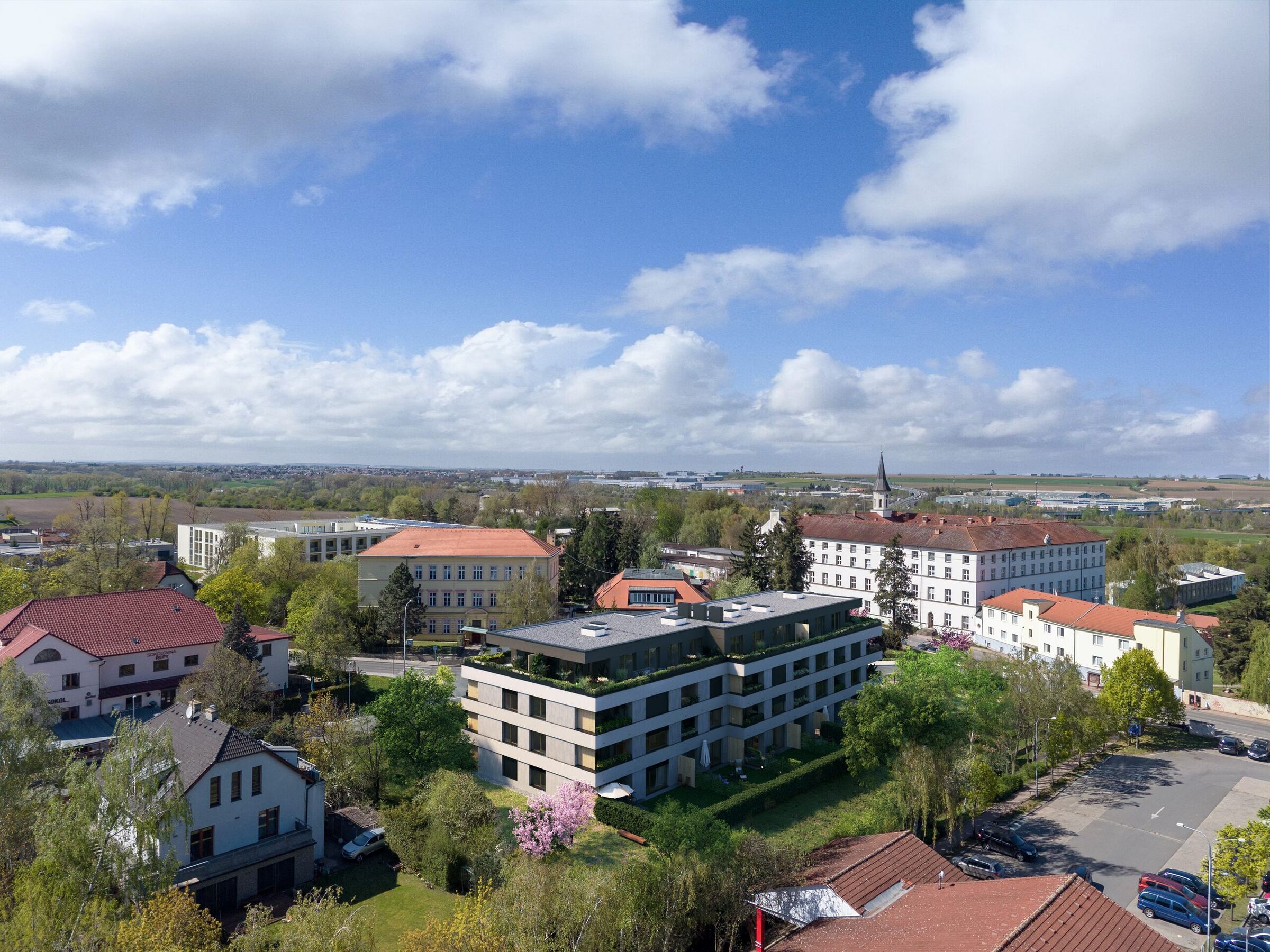 Žalanka – aerial drone view, urban context